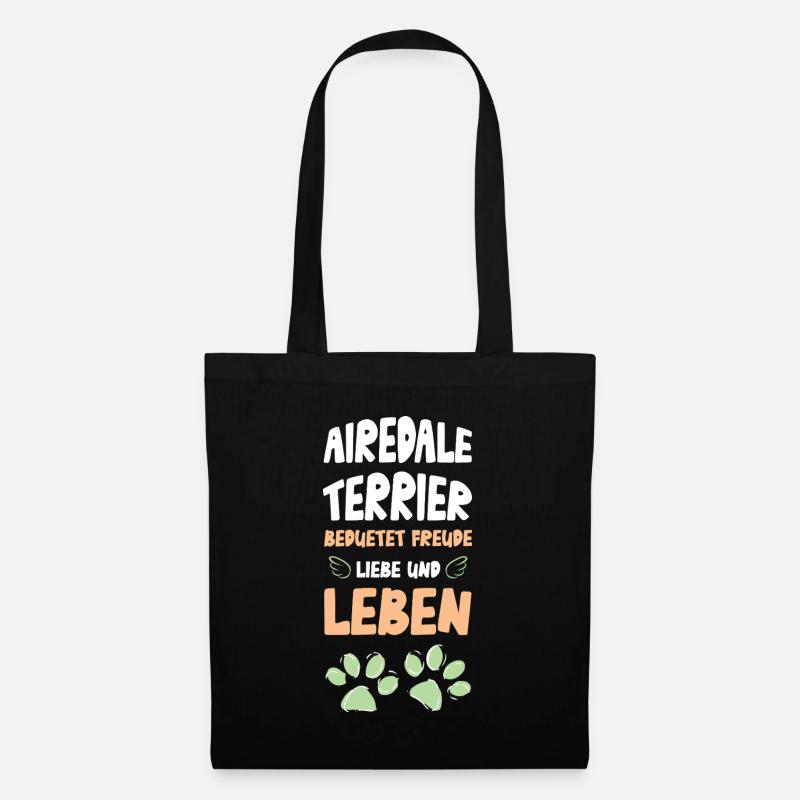 Airedale Terrier Liebe Leben - Stoffbeutel - Schwarz