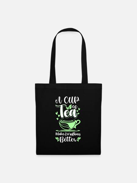 Teetasse Entspannung Teeliebhaber Winter - Stoffbeutel - Schwarz