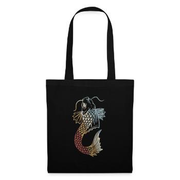 Koi Fisch Retro Style Vintage - Stoffbeutel - Schwarz - Vorne