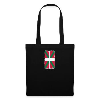 Drapeau Basque Ikurriña - Sac en tissu - noir - Devant