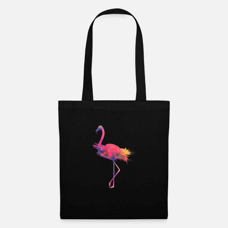 Flamingo Sunset Aquarell - Stoffbeutel - Schwarz