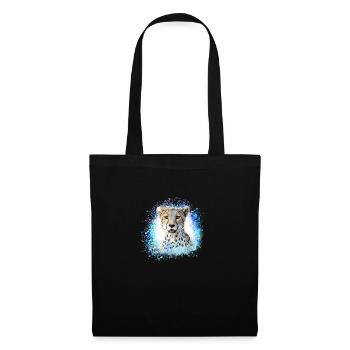 léopard, chat, chat sauvage, graffiti, peinture, bleu - Sac en tissu - noir - Devant