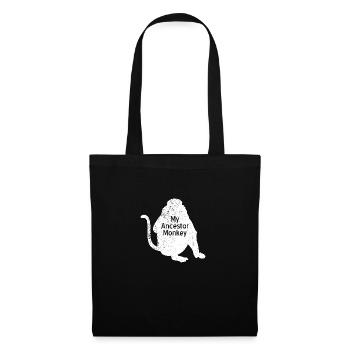 Affe Affen Mein Vorfahr Schimpanse Vintage Monkeys - Stoffbeutel - Schwarz - Vorne