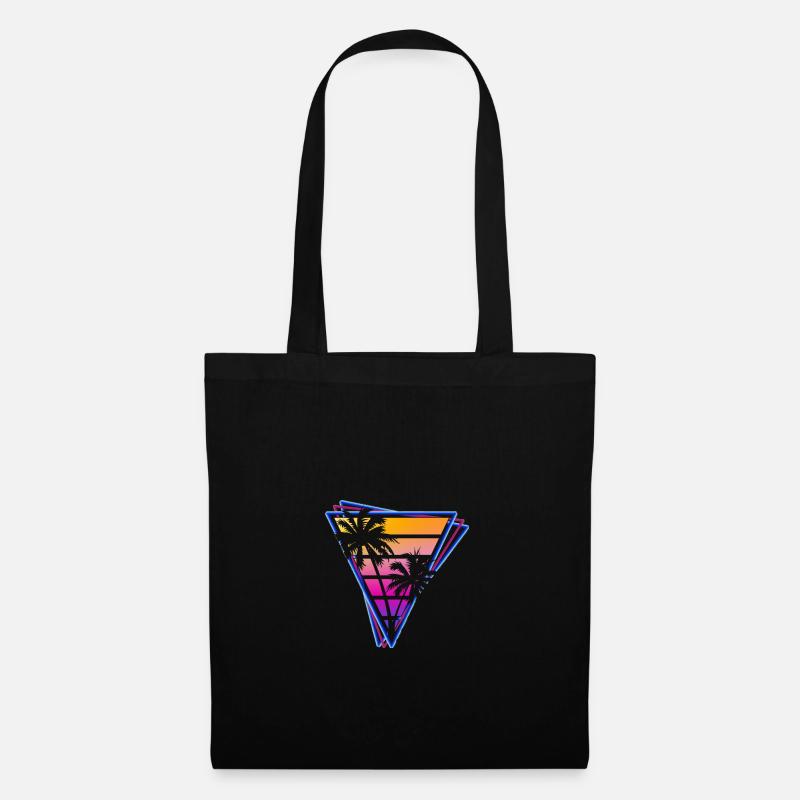 Logo Vaporwave Synthwave de Retro Wave Palms - Sac en tissu - noir