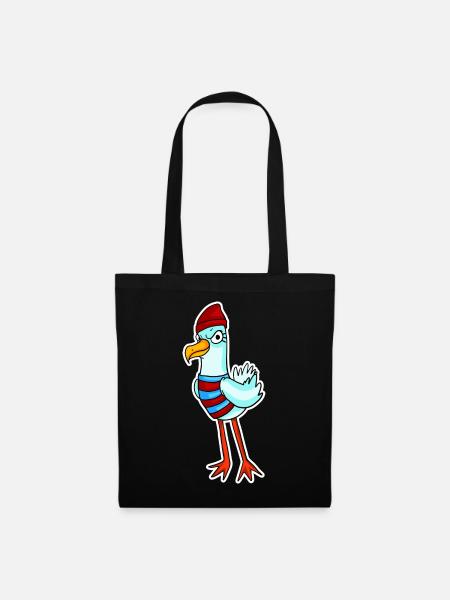 Nordsee Möwe Motiv Vogel - Stoffbeutel - Schwarz