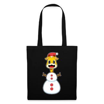 Girafe Noël bonhomme de neige - Sac en tissu - noir - Devant