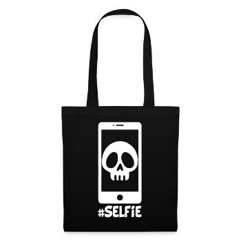 Selfie eines weißen Totenkopfes - Stoffbeutel - Schwarz - Vorne