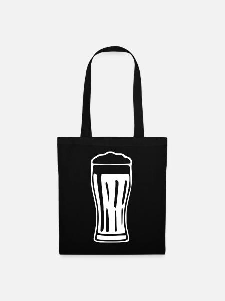 Glas Bier Bierglas Geschenk Biertrinker - Stoffbeutel - Schwarz