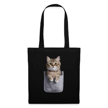 Ragdoll-Katze in der Tasche Geschenk - Stoffbeutel - Schwarz - Vorne