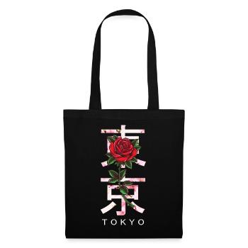 Tokyo in Japanese with roses and cherry blossoms - Tote Bag - black - Front