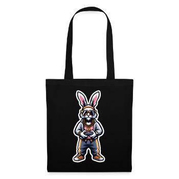 Cooler Gamer Hase Mit Sonnenbrille - Stoffbeutel - Schwarz - Vorne