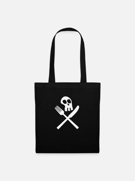 Küche Piratenschädel / Personalizabl Farbe - Stoffbeutel - Schwarz