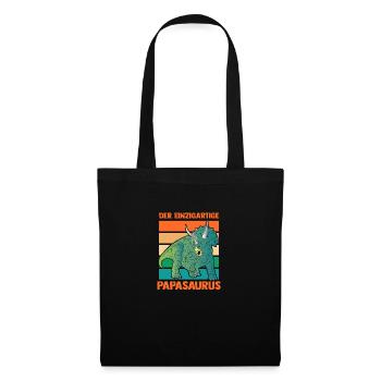 Papa Père Dino Dinosaure Papasaurus - Sac en tissu - noir - Devant