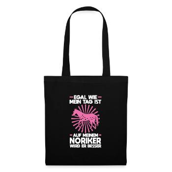Noriker Pferd Pferdesport Geschenk - Stoffbeutel - Schwarz - Vorne