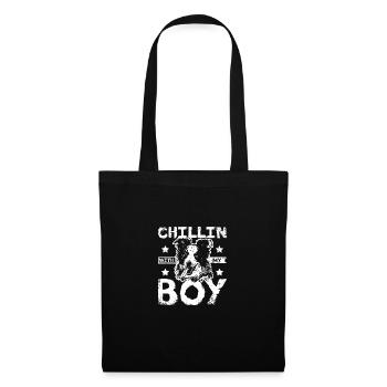 Chillin avec mon border collie boy - Sac en tissu - noir - Devant