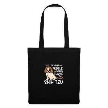 Plus je rencontre de gens, plus j’aime mon Shih tzu - Sac en tissu - noir - Devant