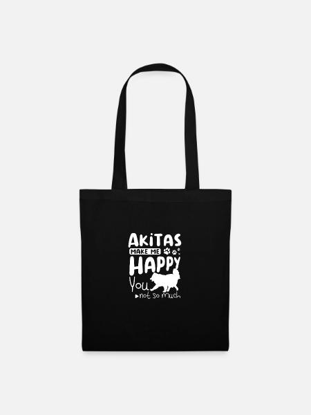 Akitas make my happy you not so much - Stoffbeutel - Schwarz