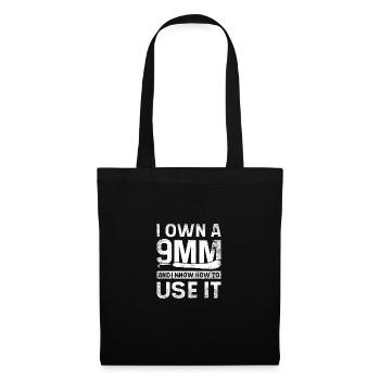 I own a 9mm and I know how to use it crochet - Tote Bag - black - Front