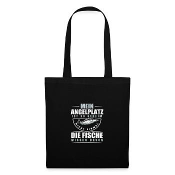 Mein Angelplatz ist so geheim nicht mal die Fische - Stoffbeutel - Schwarz - Vorne
