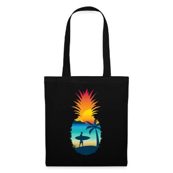 Pineapple Beach Surfer Summer Holiday Motif - Tote Bag - black - Front