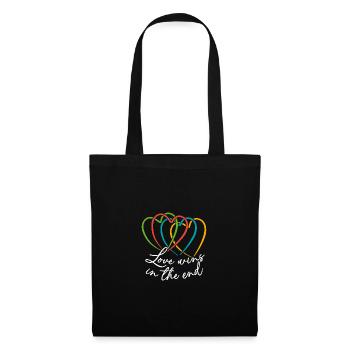 L’amour est tout. Cœurs entrelacés - Sac en tissu - noir - Devant