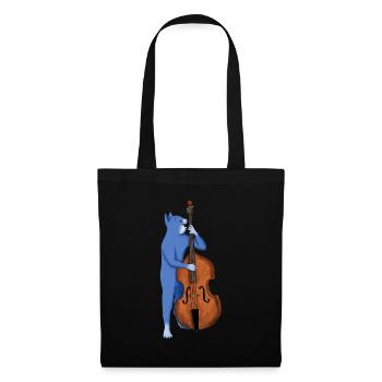 CAT PLAYING A DOUBLE BASS – BAD ASS BASS CAT - Tote Bag - black - Front