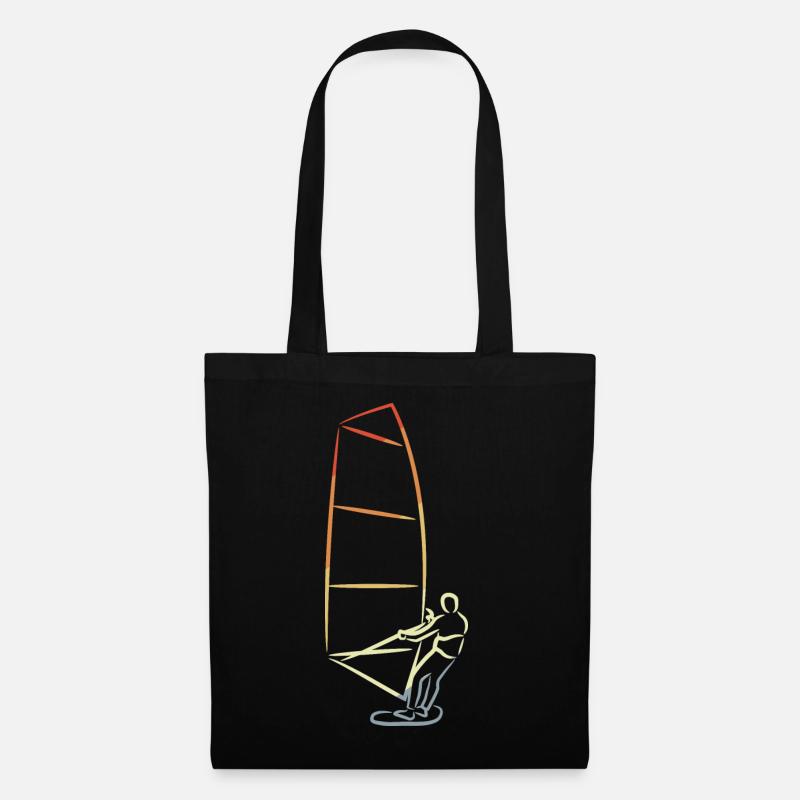 Vintage Windsurfer - Stoffbeutel - Schwarz