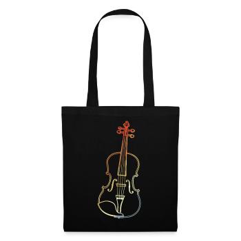 Vintage Violine Zeichnung - Stoffbeutel - Schwarz - Vorne