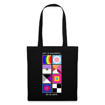 Kunst ist bunt – Liebe auch – LGBTQIA+ geometrisch - Stoffbeutel - Schwarz - Vorne