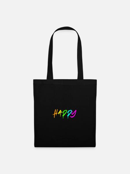 Happy - Stoffbeutel - Schwarz