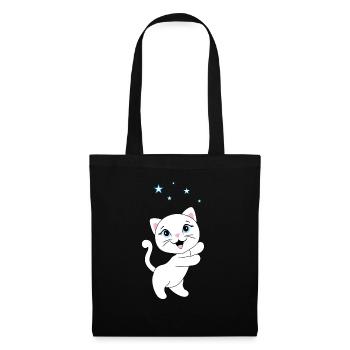 Kitten catches stars - Tote Bag - black - Front