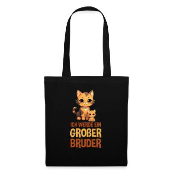 Ich Werde Ein Großer Bruder Katzen Baby - Stoffbeutel - Schwarz - Vorne