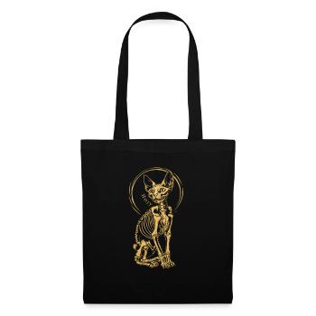 chat sphinx squelette tatouage - Sac en tissu - noir - Devant