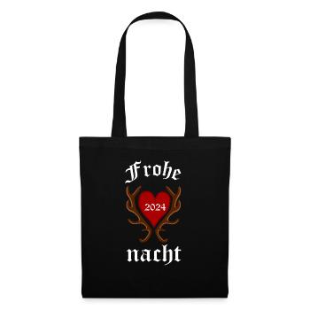Weihnachten 2024 Jäger Jägerin Geweih - Stoffbeutel - Schwarz - Vorne