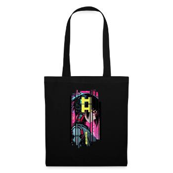Cyborg Frau Futuristisches Symbol - Stoffbeutel - Schwarz - Vorne