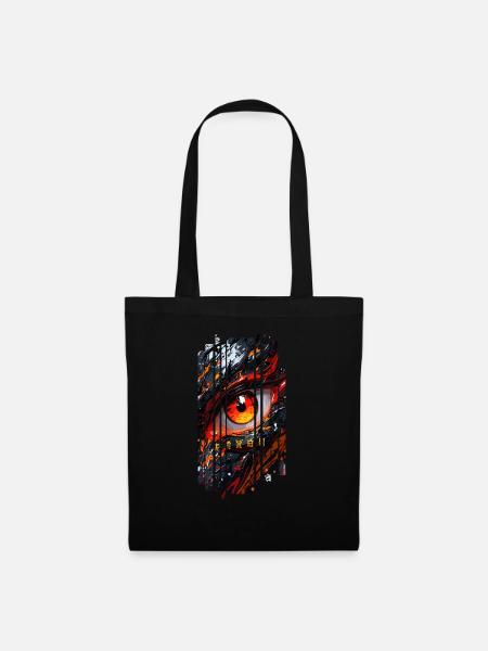 Cyborg Eyes Drachenmädchen - Stoffbeutel - Schwarz