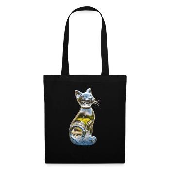 Sculpture of a cat made of water / drops of water - Tote Bag - black - Front