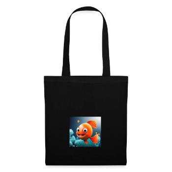 Süsser fröhlicher Clownfisch im Meer mit Korallen - Stoffbeutel - Schwarz - Vorne
