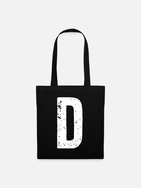 D-Buchstabe - Stoffbeutel - Schwarz