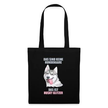 Husky Glitzer Hundehalter Hundehaare - Stoffbeutel - Schwarz - Vorne