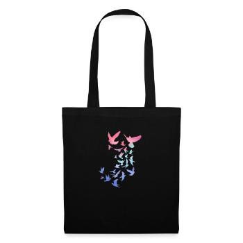 pigeons, sourds, oiseaux, troupeaux d’oiseaux, colorés, graffitis - Sac en tissu - noir - Devant