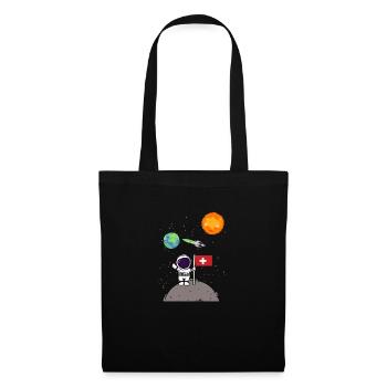 Planet Switzerland Flag Moon Landing Astronaut - Tote Bag - black - Front