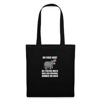 Afrika Safari Zoo Tier Lustiges Geschenk Nilpferd - Stoffbeutel - Schwarz - Vorne
