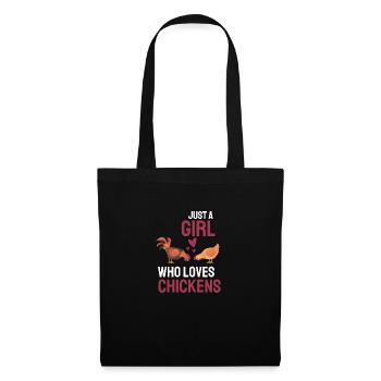Girl Chickens Farmer Gift Farm Animal Chicken - Tote Bag - black - Front