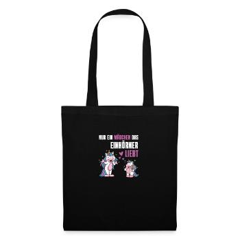 Fantasy Tierliebhaber Mädchen Geschenk Einhorn - Stoffbeutel - Schwarz - Vorne