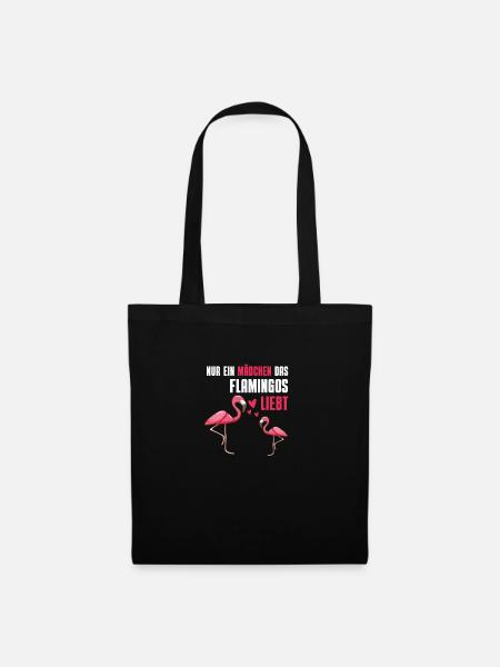 Zoo Tier Vogel Mädchen Geschenk Rosa Flamingo - Stoffbeutel - Schwarz