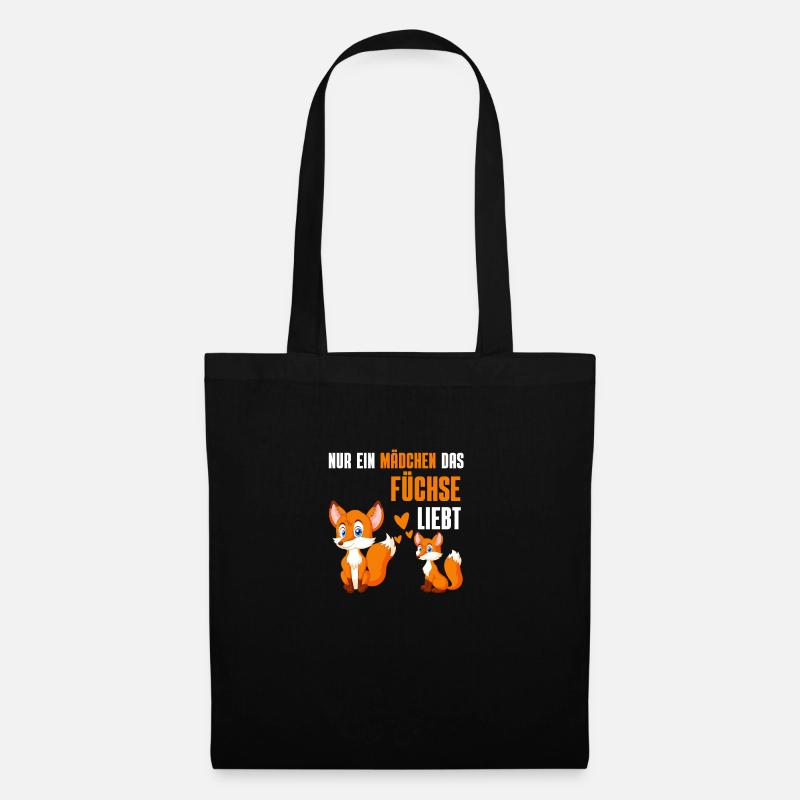 Tierliebhaber Mädchen Waldbewohner Geschenk Fuchs - Stoffbeutel - Schwarz