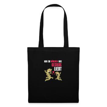 Gecko Liebhaber Reptilien Mädchen Geschenk Gecko - Stoffbeutel - Schwarz - Vorne
