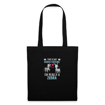 Zebra Kostüm Party Afrika Zoo Tier Geschenk Zebra - Stoffbeutel - Schwarz - Vorne