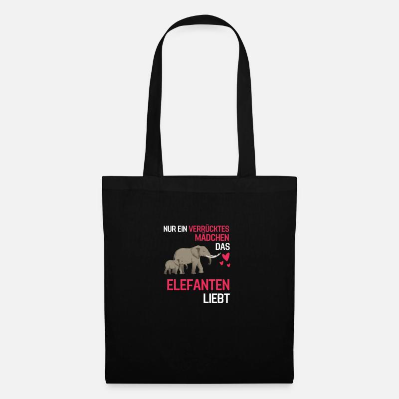 Afrika Tierliebhaber Mädchen Geschenk Elefant - Stoffbeutel - Schwarz